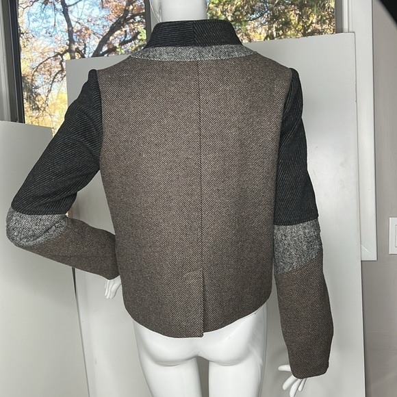 April May Sz S Gray Brown Wool Zip Button Jacket - Picture 4 of 8